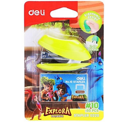 Bấm Kim Số 10 Deli 220 - Mẫu 2 - Xanh Chuối