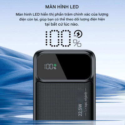 Pin dự phòng sạc nhanh 22.5W Choetech B728/ B729/ B730 dung lượng 10000mAh, 20000mAh, 30000mAh (Hàng chính hãng)