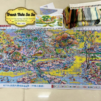 Tranh thêu kín phong cảnh 8Z725L, kích thước 100*50 cm