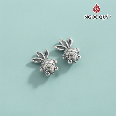 Charm bạc 3D cá vàng xỏ ngang - Ngọc Quý Gemstones