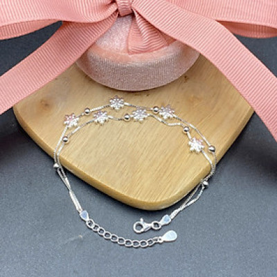 Lắc Tay Bạc 925 Bông Tuyết Dây Kép BẠC HIỂU MINH LTU655