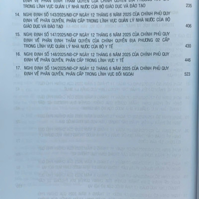 Hệ thống các nghị định của Chính phủ về phân quyền, phân cấp; phân định thẩm quyền Chính phủ và chính quyền địa phương 2 cấp (quyển 1 và 2)