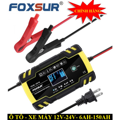 Sạc bình ắc quy 12V 24V 3Ah - 150Ah FOXSUR tự ngắt khi đầy chức năng bảo dưỡng phục hồi ắc quy bằng khử sunfat
