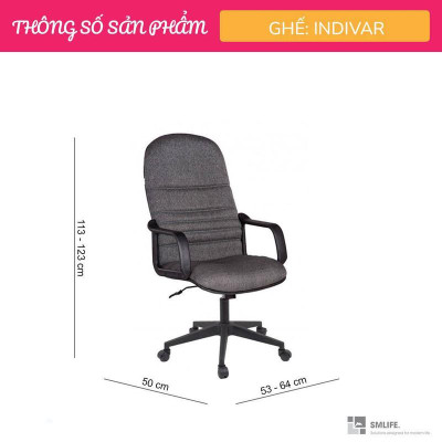 Ghế văn phòng chân xoay lưng cao bọc vải SMLIFE Indivar