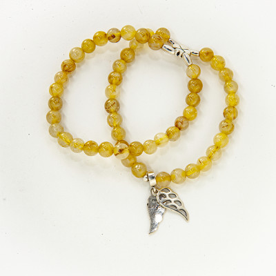 Vòng tay đá phong thủy Thạch anh tóc vàng 6 li  đôi mix bạc VT072 mạng Thổ - Kim