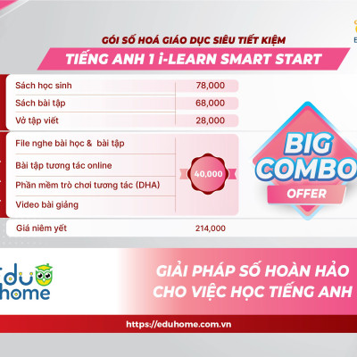 Tiếng Anh 1 i-Learn Smart Start - Gói số hóa giáo dục siêu tiết kiệm (SB, WB, NB, Digital Pack)