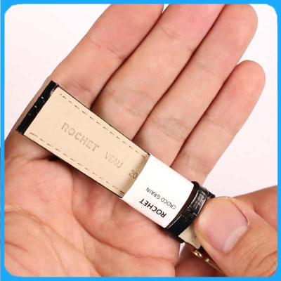 Dây Da Đồng Hồ ZRC Pháp Dòng CHELSEA Da Bò Dập Vân Cá Sấu Đen