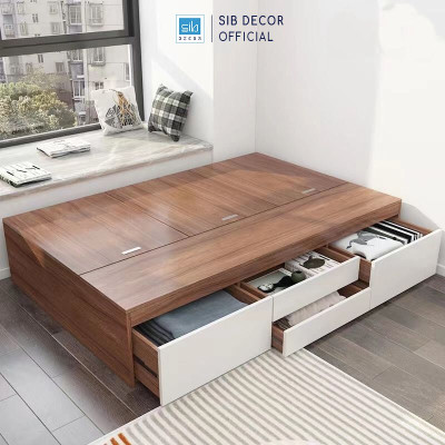 Giường Gỗ Đa Năng Kết Hợp Tủ Đựng Đồ 4 Ngăn Kéo SIB Decor GN20