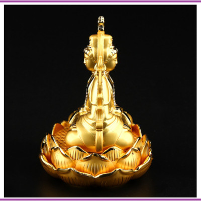 Tượng Phật Bà Quan Âm 2 mặt mạ vàng để taplo trang trí xe ô tô có khoang chứa nước hoa.Tượng phong thủy để taplo trang trí xe hơi ô tô