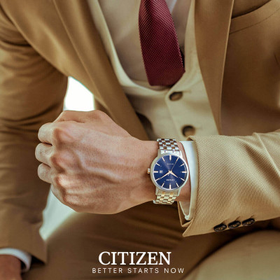 Đồng Hồ Nam Citizen Dây Thép Không Gỉ BM7466-81L - Mặt Xanh