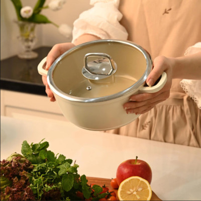 Nồi Phủ Gốm Chống Dính Đáy Từ Haatz Size 20cm - Công Nghệ Hàn Quốc, Dùng Mọi Loại Bếp - Bảo Hành 2 Năm