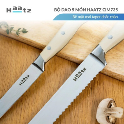 Bộ Dao 5 Chiếc Thép 5Cr15 Haatz CIM735 Tay Cầm Công Thái Học - Hàng Chính Hãng Bảo Hành 24 Tháng