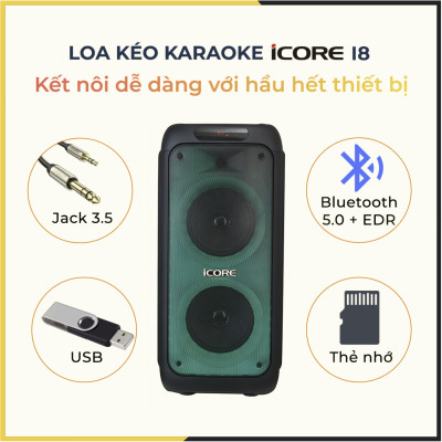 Bộ Loa Mic Karaoke Bluetooth iCore i8 - Hàng chính hãng