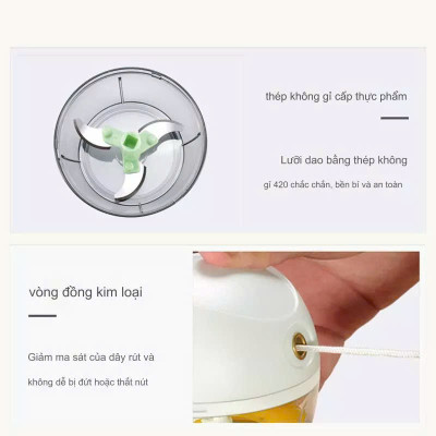 Máy Xay Tỏi Ớt Cầm Tay 180ml Thiết Kế Hình Chú Heo Siêu Dễ Thương, Máy Xay Đa Năng Đồ Ăn Dặm Dạng Kéo Mini Đa Năng 