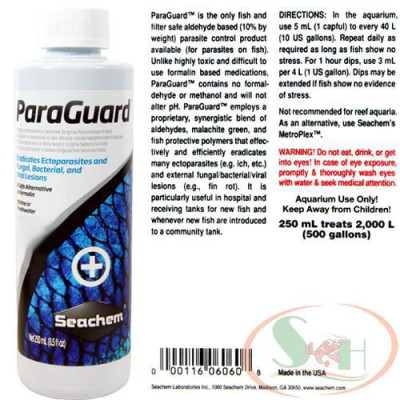 Dung dịch diệt nấm khuẩn Seachem ParaGuard ức chế xử lý ký sinh trùng bể cá tép cảnh