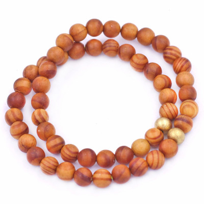 Vòng Chuỗi Đôi 6 Ly Gỗ Huyết Rồng Charm Bi Inox VGHRHBD