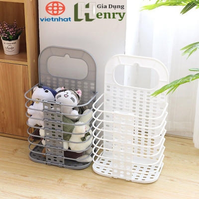 Giỏ đựng đồ gấp gọn thông minh Việt Nhật tặng móc dính trong , giỏ treo tường đựng quần áo đồ dùng nhà tắm (Màu ngẫu nhiên) - HÀNG VIỆT NAM