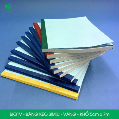 BKS1V - 1 cuộn băng keo Simili khổ 5cm x 7m - Vàng - Băng dính dán gáy sách, đóng cuốn