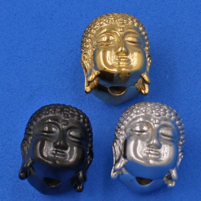 Vòng đeo tay Thạch Anh Tím 14 ly cẩn hạt Phật A Di Đà inox bạc VTAINLT14 - hợp mệnh Hỏa, mệnh Thổ