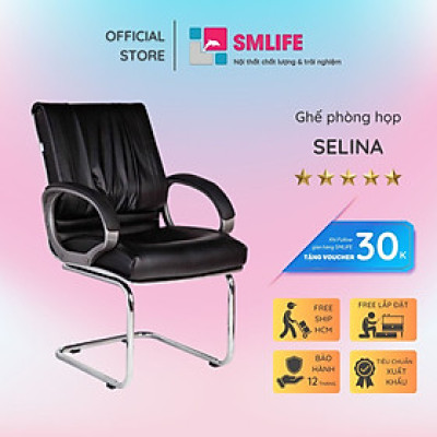Ghế phòng họp chân quỳ inox bọc da SMLIFE Selina
