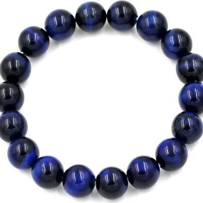 Vòng tay chuỗi hạt đá mắt hổ xanh dương đậm 10 ly