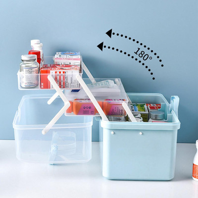 Hộp Thuốc Y Tế Gia Đình Hộp Thuốc 3 Tầng Mở 180 Độ Có Quai Xách Tiện Lợi Giao Màu Ngẫu Nhiên
