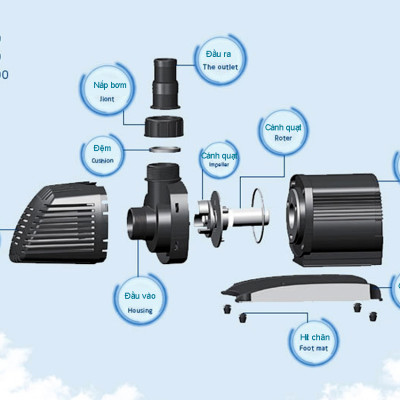 Máy bơm nước ATMAN AT8000 65W, 8000L/Hr lọc nước hồ cá koi, bơm sinh hoạt, tiểu cảnh, đài phun nước cao cấp