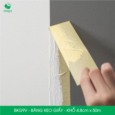 BKG9V - Block 6 cuộn băng keo giấy khổ 4.8cm x 50m - Băng dính giấy viết được, chặn màu sơn