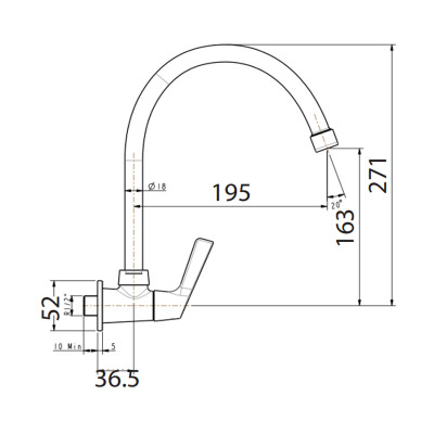 Vòi bếp lạnh gắn tường (âm tường) Winston WF-T607(FFAST607)- hàng chính hãng American Standard