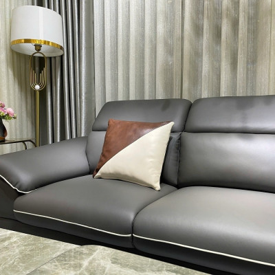 Sofa góc L da bò Italy Juno sofa màu xám – SFLCT04 2m6 x 1m6 hàng cao cấp chuẩn da bò nhập khẩu Ý