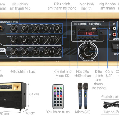 [Hàng Chính Hãng] Loa Kéo Điện SUYANG K-212N Công Suất 850W