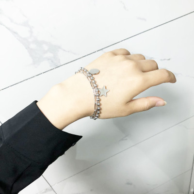 Vòng đeo tay mix sao và vòng tròn phong cách punk cá tính