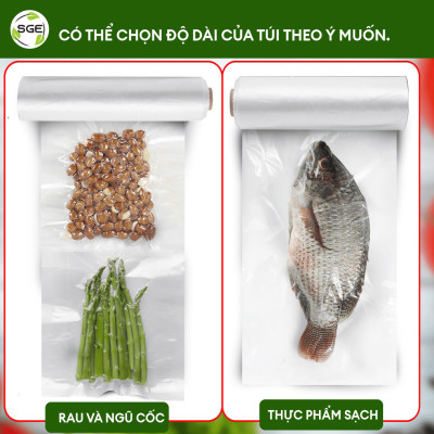 Túi Hút Chân Không 1 Mặt Nhám Dạng Cuộn B2D Roll (Cuộn Dài 5M). Làm Từ Hạt Nhựa Nguyên Sinh Cao Cấp Tiêu Chuẩn Vệ Sinh ATTP, Không Chứa Chất Gây Ung Thư, Dùng Được Trong Lò Vi Sóng. Hàng Chính Hãng Chất Lượng Cao Cấp.