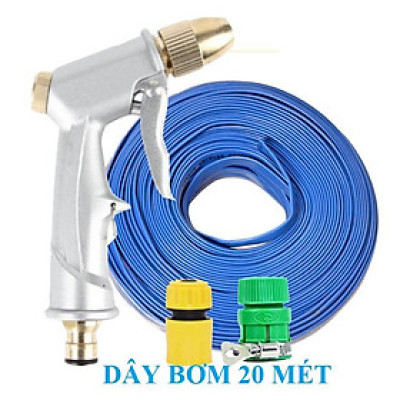 Bộ dây vòi xịt nước rửa xe, tưới cây . tăng áp 3 lần, loại 20m 206701-1 đầu đồng,cút,+ tặng đai