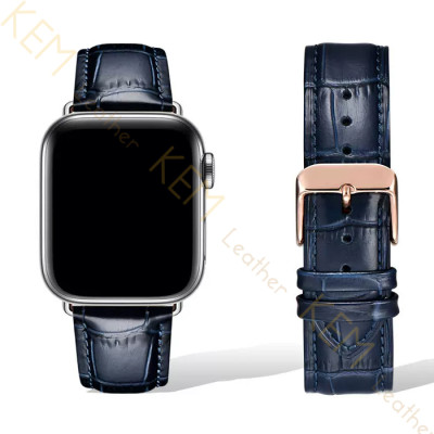 Dây Đồng Hồ Thay Thế Dành Cho Apple Watch 48 Ultra 45/44/42mm - 41/40/38mm, Chất Liệu Da Cá Sấu Cao Cấp Màu Xanh Navy Tương Thích Các Phiên Bản Series 8/7/6/5/4/3/2/1/SE Bảo Hành 12 Tháng
