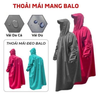 Áo Mưa Dây Kéo Cao Cấp Người Lớn Vải Dù Da Cá 1m4 - Giao màu ngẫu nhiên