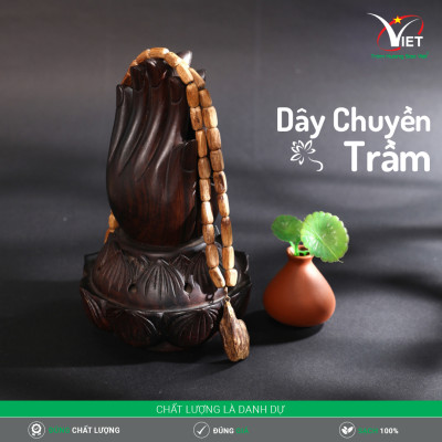 Dây Chuyền Trầm Hương Thiên Nhiên Kiểu Đốt Trúc Thô