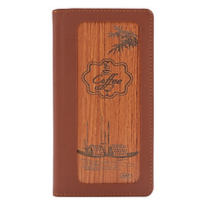 Bìa 10 Lá Menu Da May Gỗ Cao Cấp A6 HT 2312