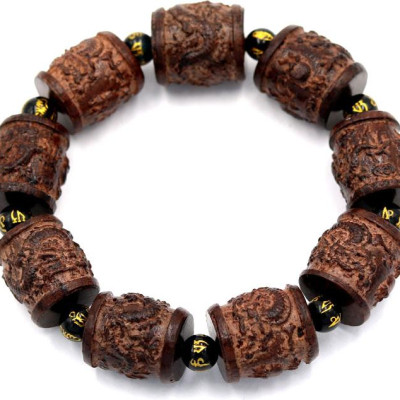 Vòng tay chuỗi hạt trụ rồng gỗ đàn hương TRNCS10