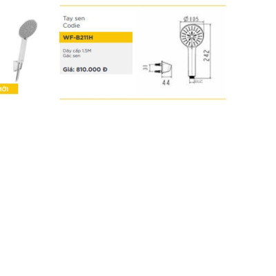 Tay dây sen WF-B211H Codie - hàng chính hãng American Standard