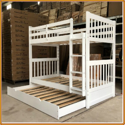 Giường 3 tầng Tundo màu trắng 1m4