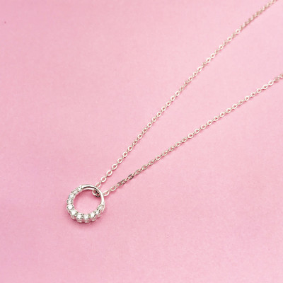 Dây Chuyền Vòng Cổ Bạc Chuẩn 925 Vòng Tròn Đính Đá Giản Đơn DMD460