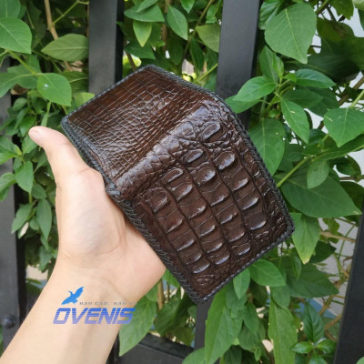 VÍ DA CÁ SẤU NAM. GAI LƯNG CÁ SẤU 2 MẶT ĐAN VIỀN BẢN CAO CẤP