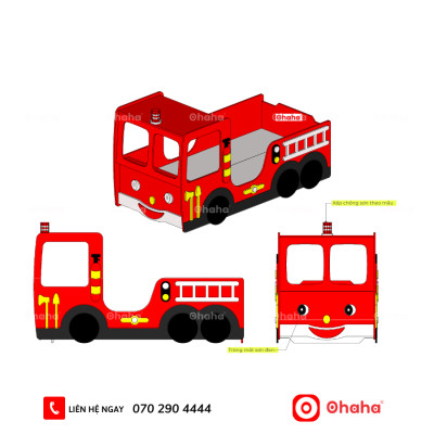 [Kèm Video thực tế & Miễn phí vận chuyển, lắp đặt] GIƯỜNG NGỦ HIỆN ĐẠI HÌNH XE CỨU HỎA CHO BÉ OHAHA - GTE004