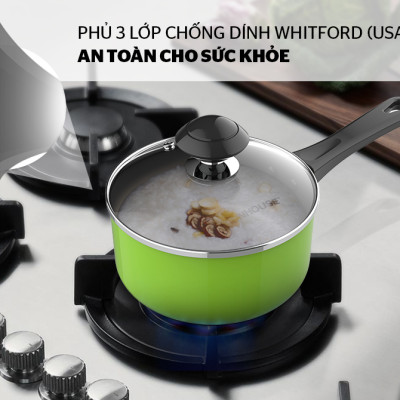 [Hàng Chính Hãng] Nồi Quấy Bột Chống Dính Sunhouse SHG-MP14 Màu Xanh - Kích thước 14 cm, Không dùng được cho bếp từ, truyền nhiệt nhanh, giữ nhiệt tốt