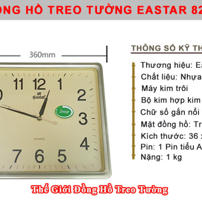 Đồng Hồ Treo Tường Cao Cấp EASTAR Mặt VÀNG Viền MỎNG – Máy KIM TRÔI – Số Nổi 3D – Tặng Pin Maxell – BH 1 Năm