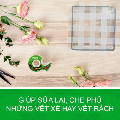 Băng dính đa năng 3M Scocth 122, size 19mm x 16,5m - kèm máy cắt | Sản xuất tại Mỹ