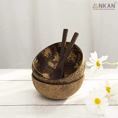 Bát Gáo Dừa Mộc Tự Nhiên ANKAN – Dùng Ăn Salad, Trái Cây, Ngũ Cốc – Chén Dừa Thủ Công Việt Nam