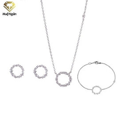 Combo dây chuyền lắc chân và khuyên tai bạc Ý 925 Huệ Ngân - Huyền thoại biển xanh PP1528-RYE140938-RYBJ50120