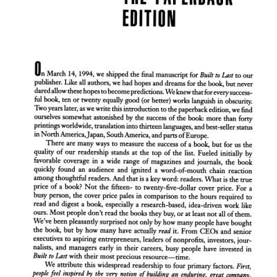 Built to Last: Successful Habits of Visionary Companies